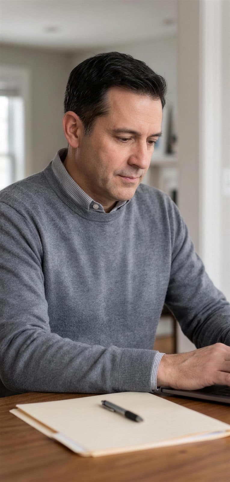Man reviewing paperwork at a desk