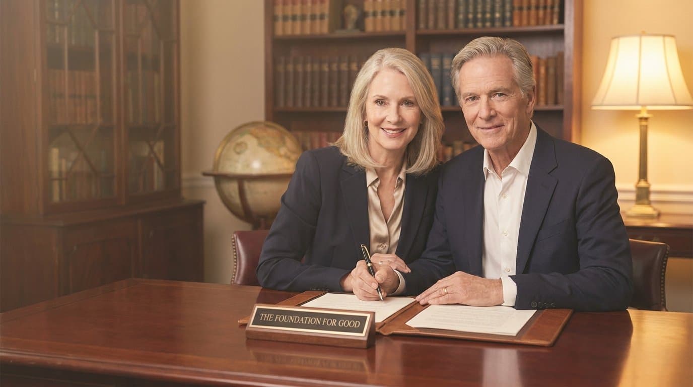 Philanthropic couple reviewing their charitable giving strategy with an advisor