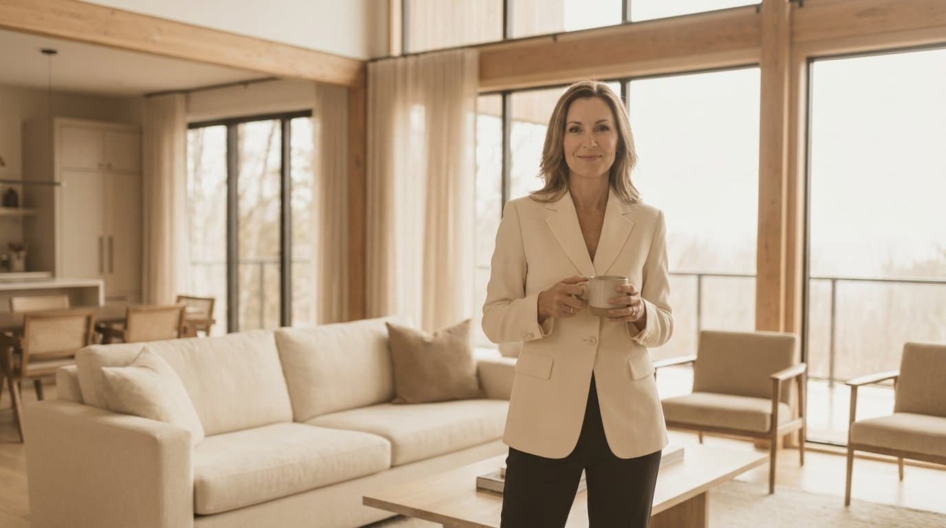 Person confidently reviewing their financial plan at a bright workspace