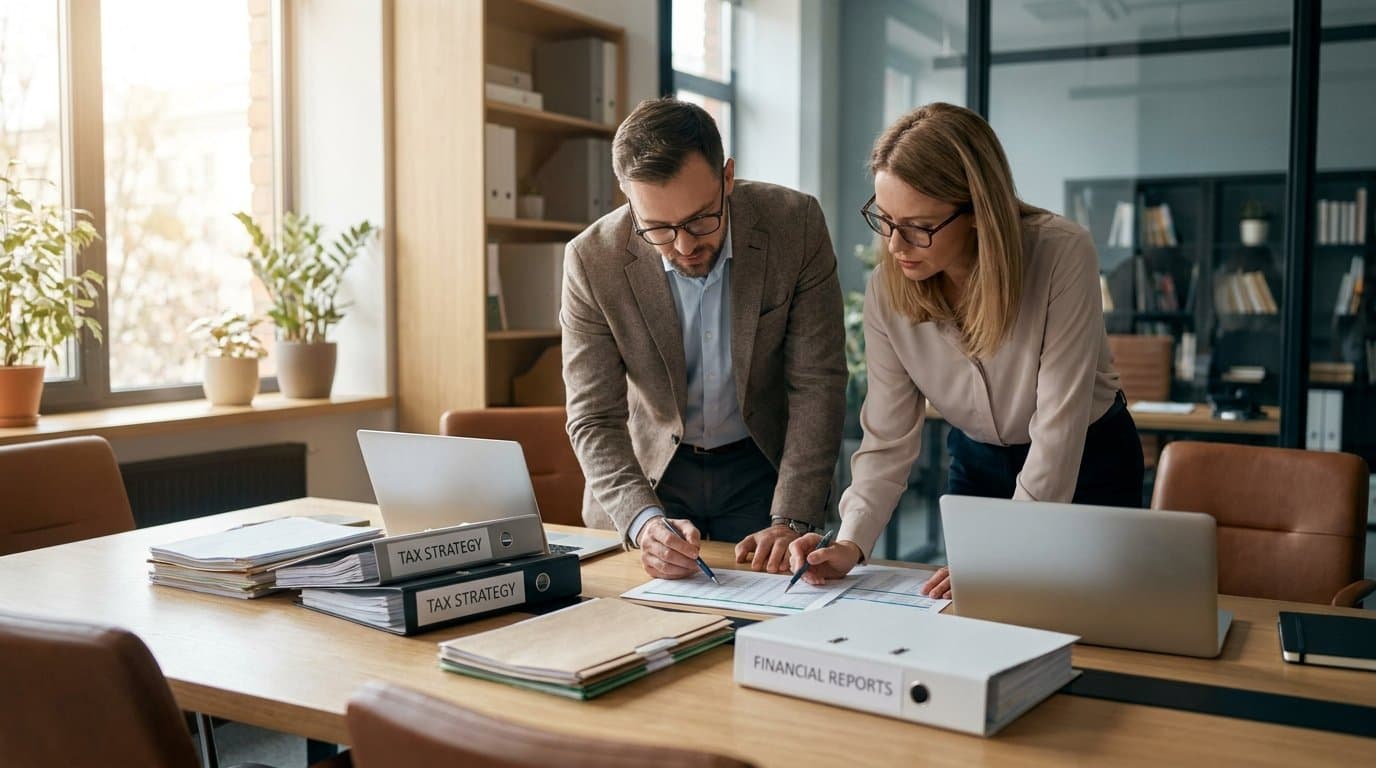 Advisor and client reviewing a comprehensive tax strategy together
